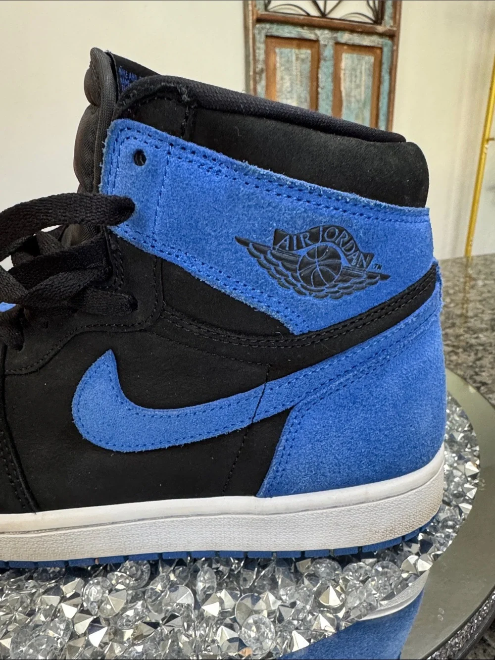 Air Jordan 1 Retro High Black & Royal Blue Suede EUC 10.5